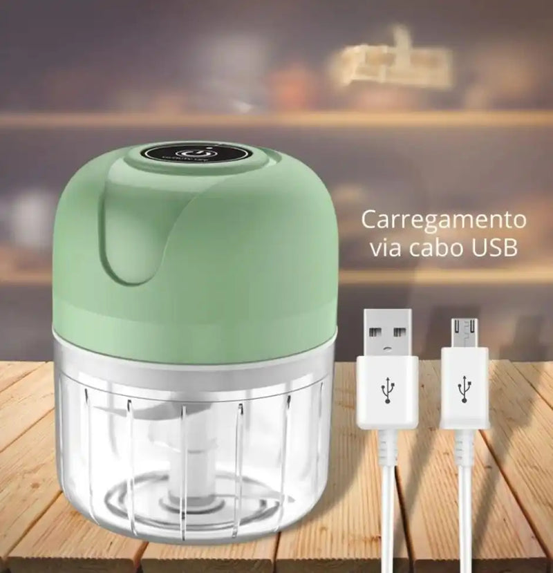 Mini Processador Triturador Elétrico 3 Laminas Recarregável USB